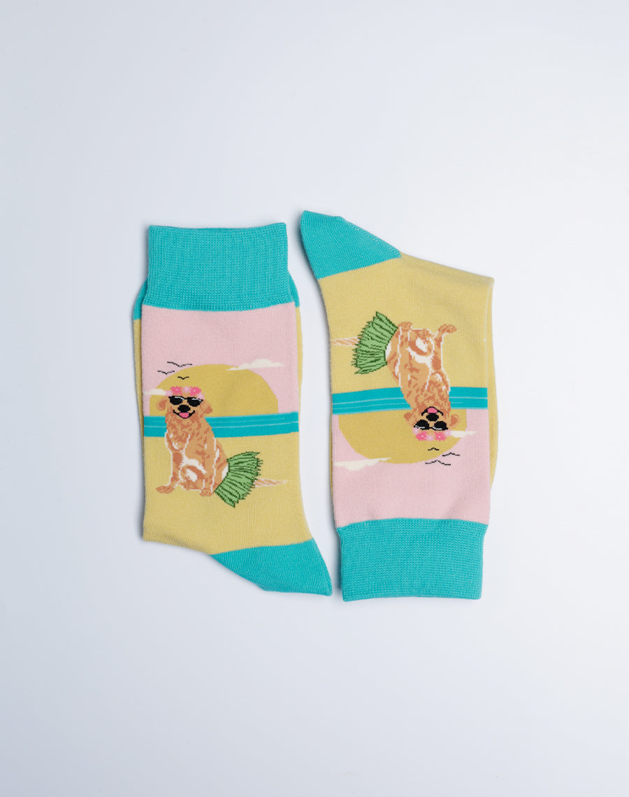Cotton Made Multicolor Cute Dog Printed Socks for Women