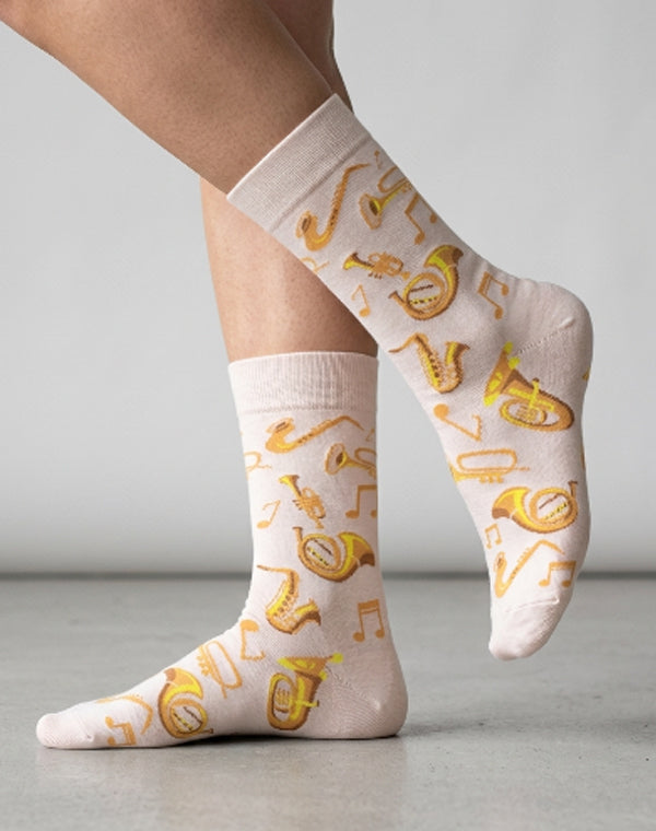 Women's Brass Instruments Jazz Music Crew Socks