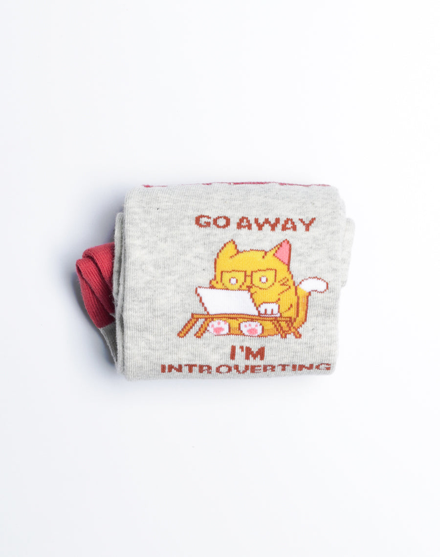 Buy Cat Socks for Women - Cotton made Gray Color Socks with Funny quotes printed on it