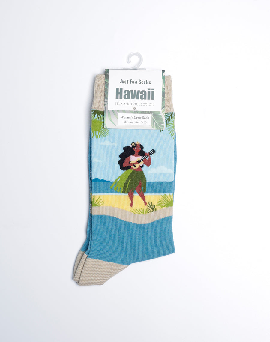 Hawaii Island Womens Crew Socks - Just Fun Socks - Printed Cotton Made Socks