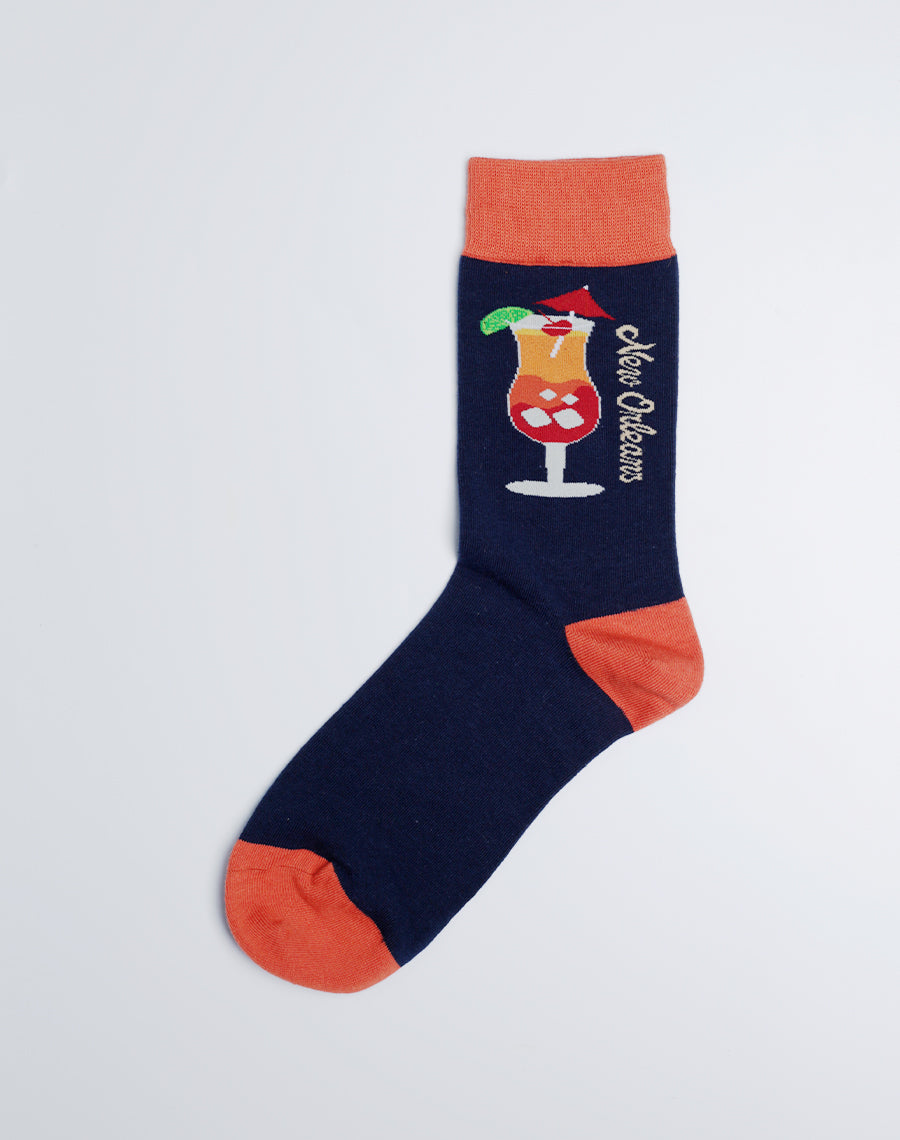 NOLA Drinks Printed Blue Color Socks for Women - Hurricane Cotton Socks