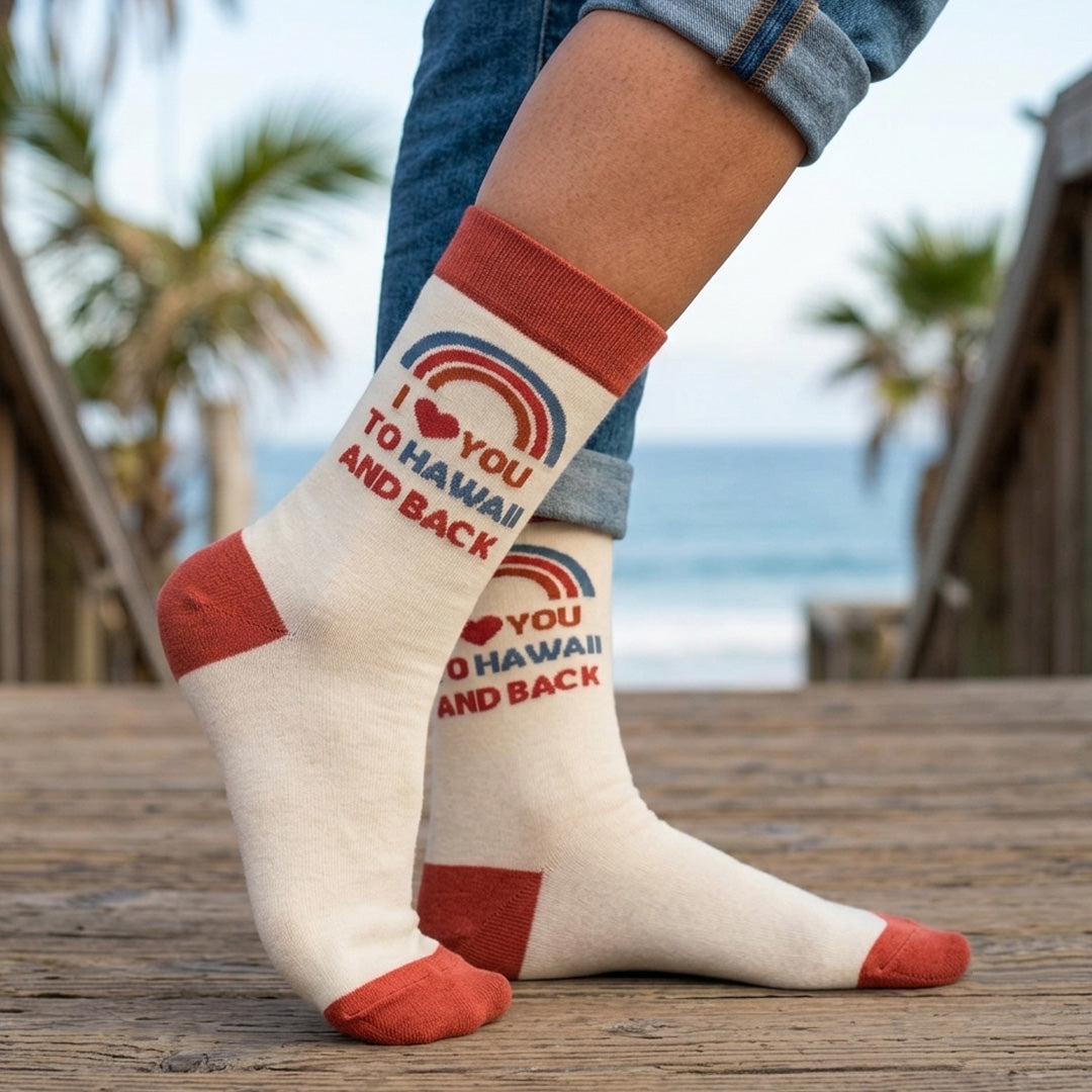 Women's I Love You To Hawaii And Back Crew Socks