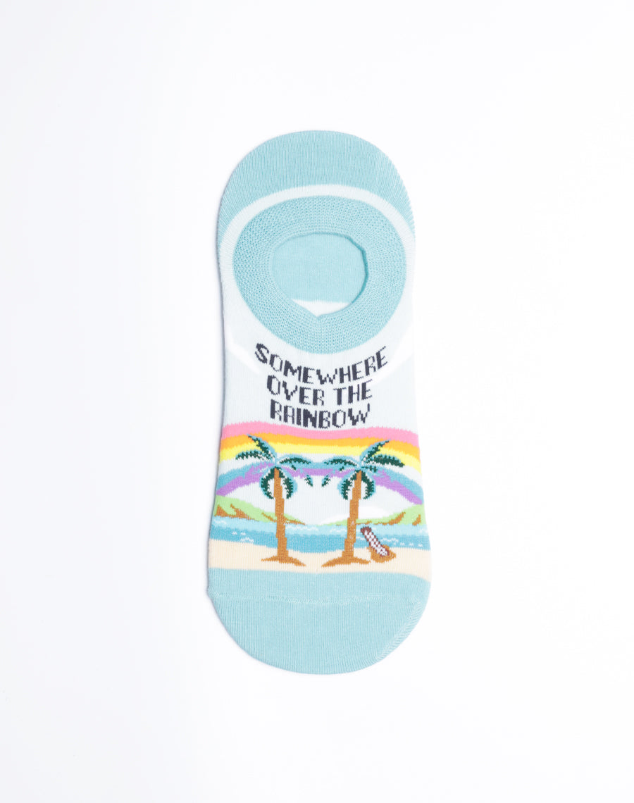 Somewhere over the Rainbow - Hawaii theme Cotton made multicolor light blue socks
