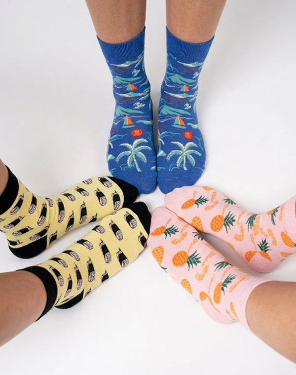 Women’s Tropical Hawaiian Paradise Crew Socks Pack | 3-Pair Bundle