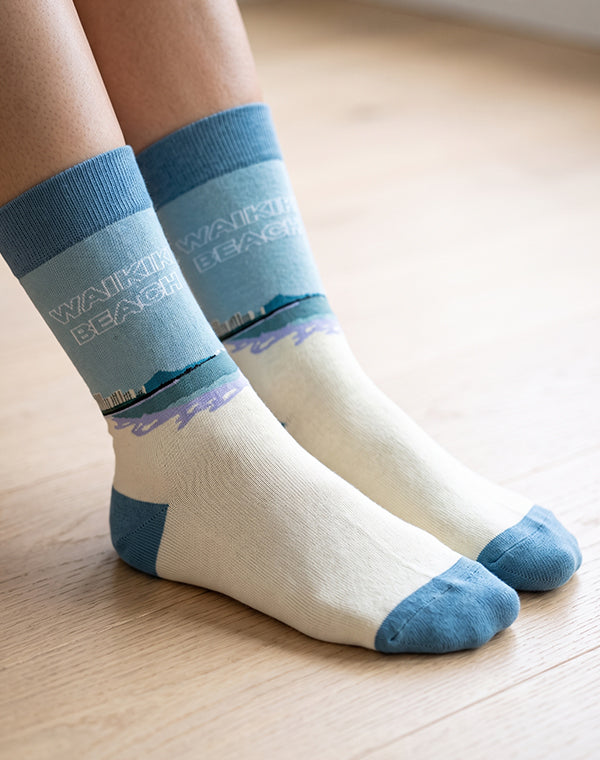 Women's Waikiki Beach Hawaiian Crew Socks
