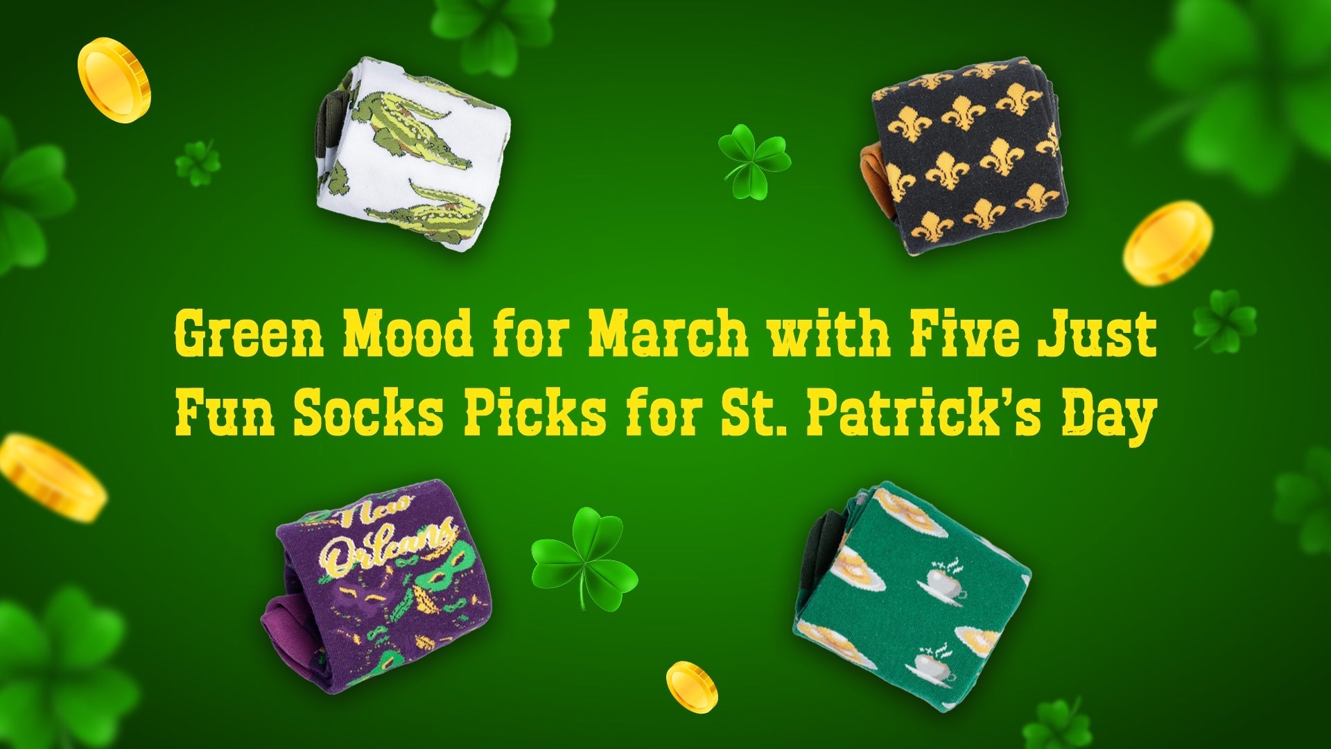Green Mood for March with Five Just Fun Socks Picks for St. Patrick’s Day