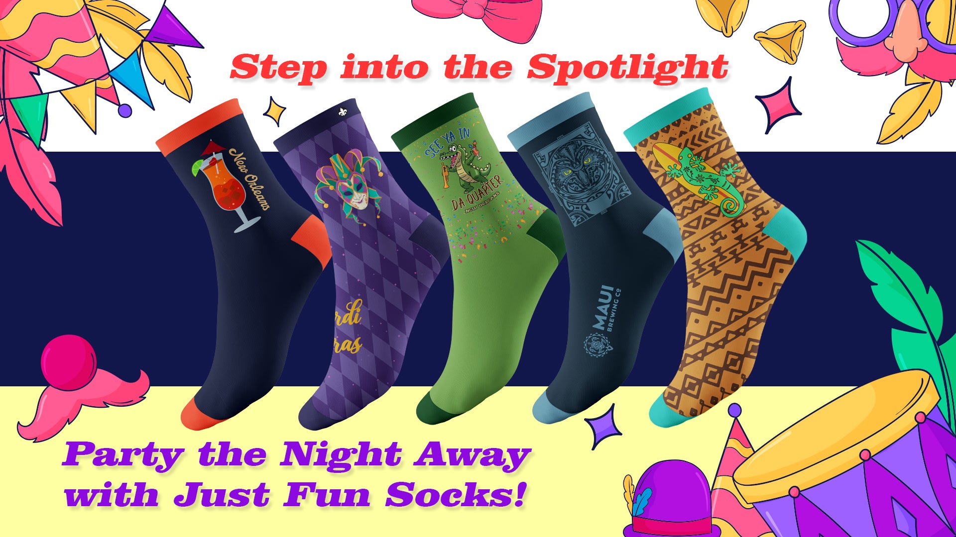 Step into the Spotlight: Party the Night Away with Just Fun Socks!