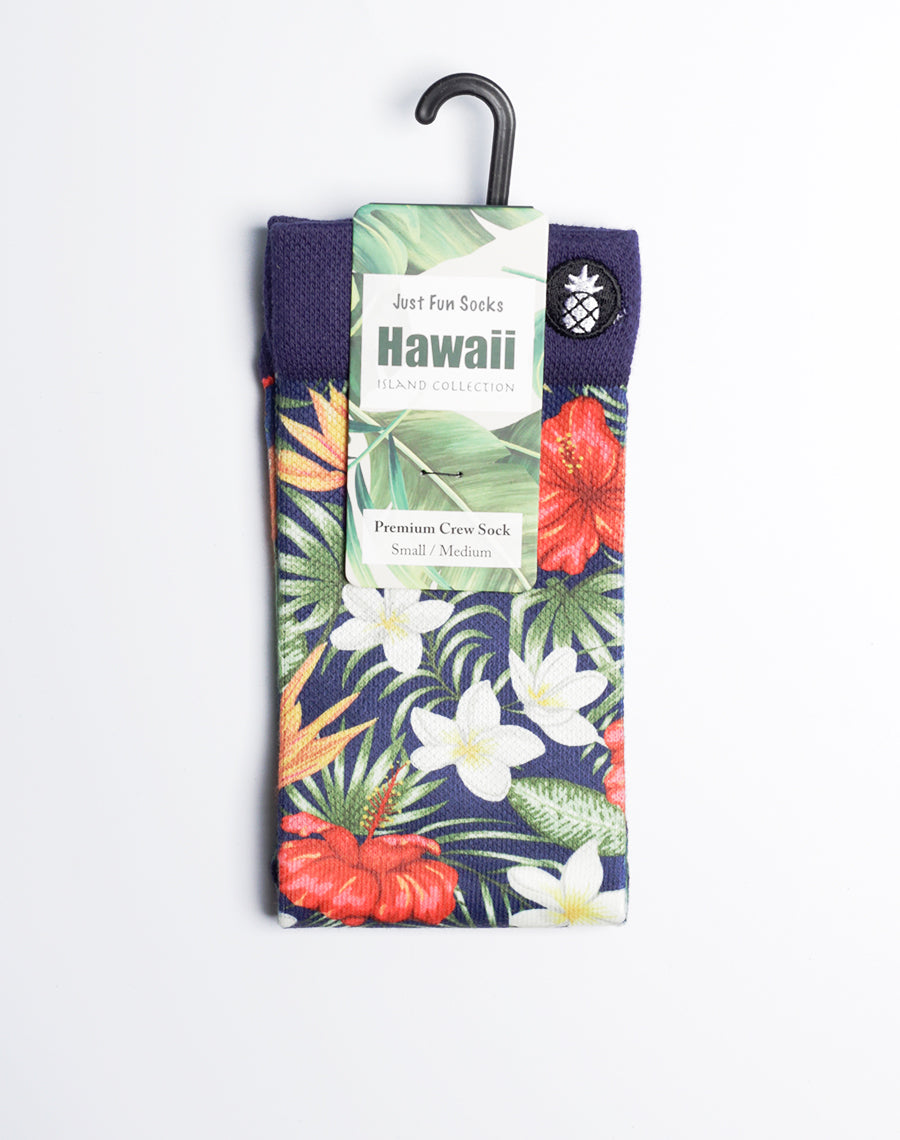 Tropical Mixed Floral Printed Crew Socks