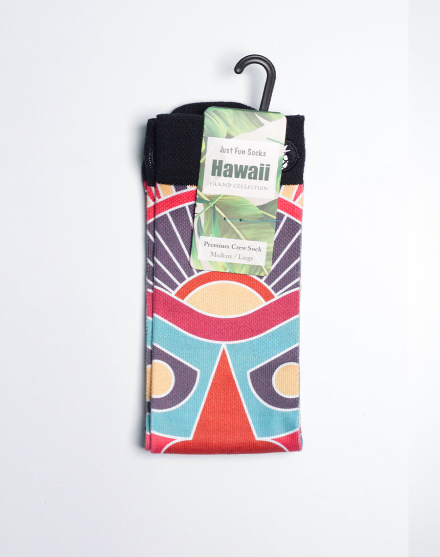Tiki Totem Toes Printed Crew Socks