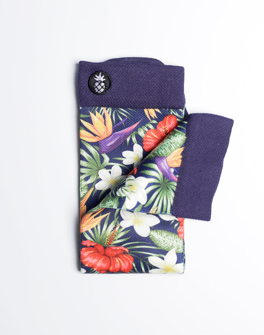 Tropical Mixed Floral Printed Crew Socks