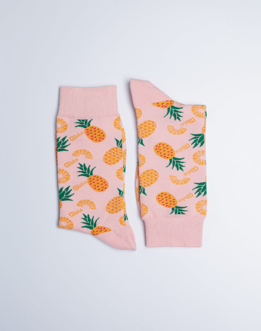 Aloha Pineapple Printed Socks for Women - Cotton made