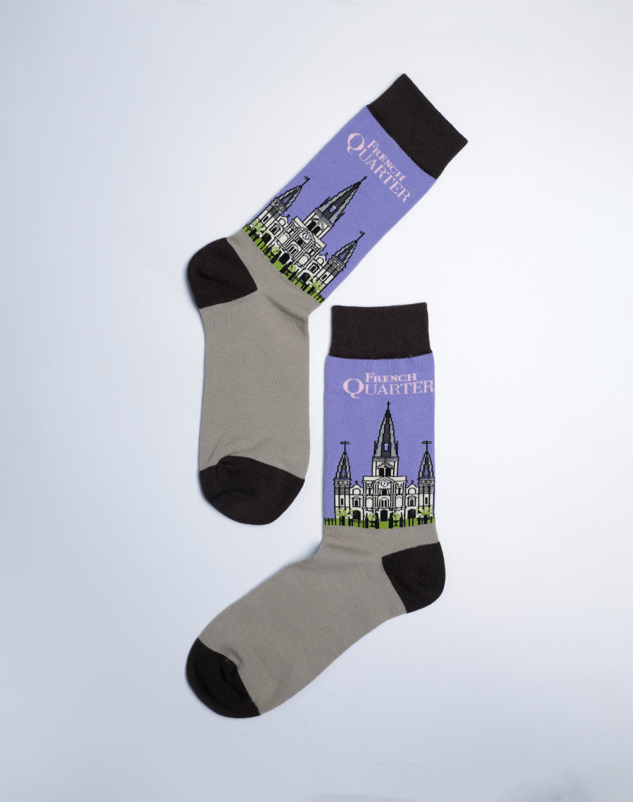 Novelty Crew Socks for Women - St. Louis Cathedral French Quarter Socks