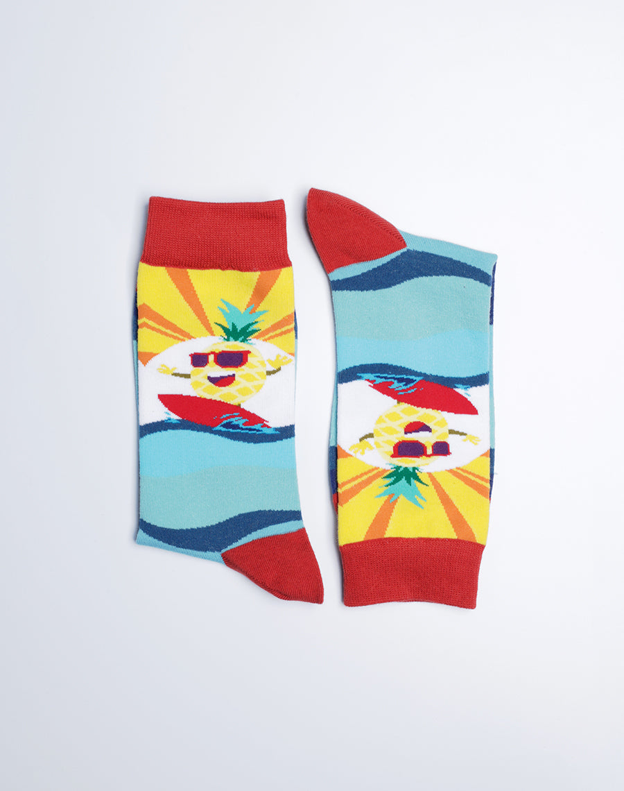 Big Surfing Pineapple Printed Funny Crew Socks