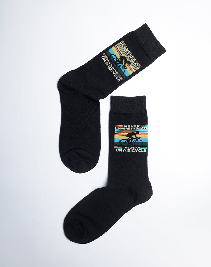 Buy Men's Retro Rider Bicycle Crew Socks - Black Cotton Socks | Just ...
