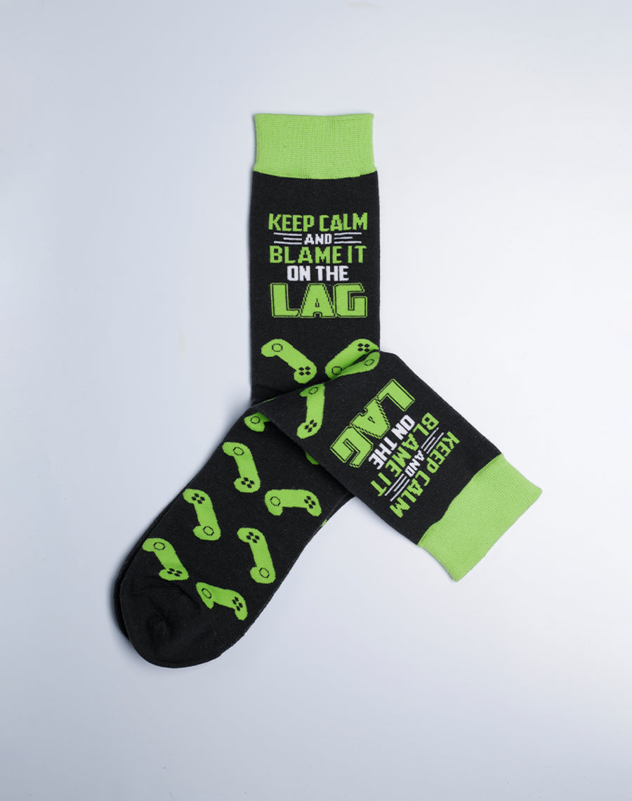 Blame it on the Lag - Funny Crew Socks for Men - Gaming Socks