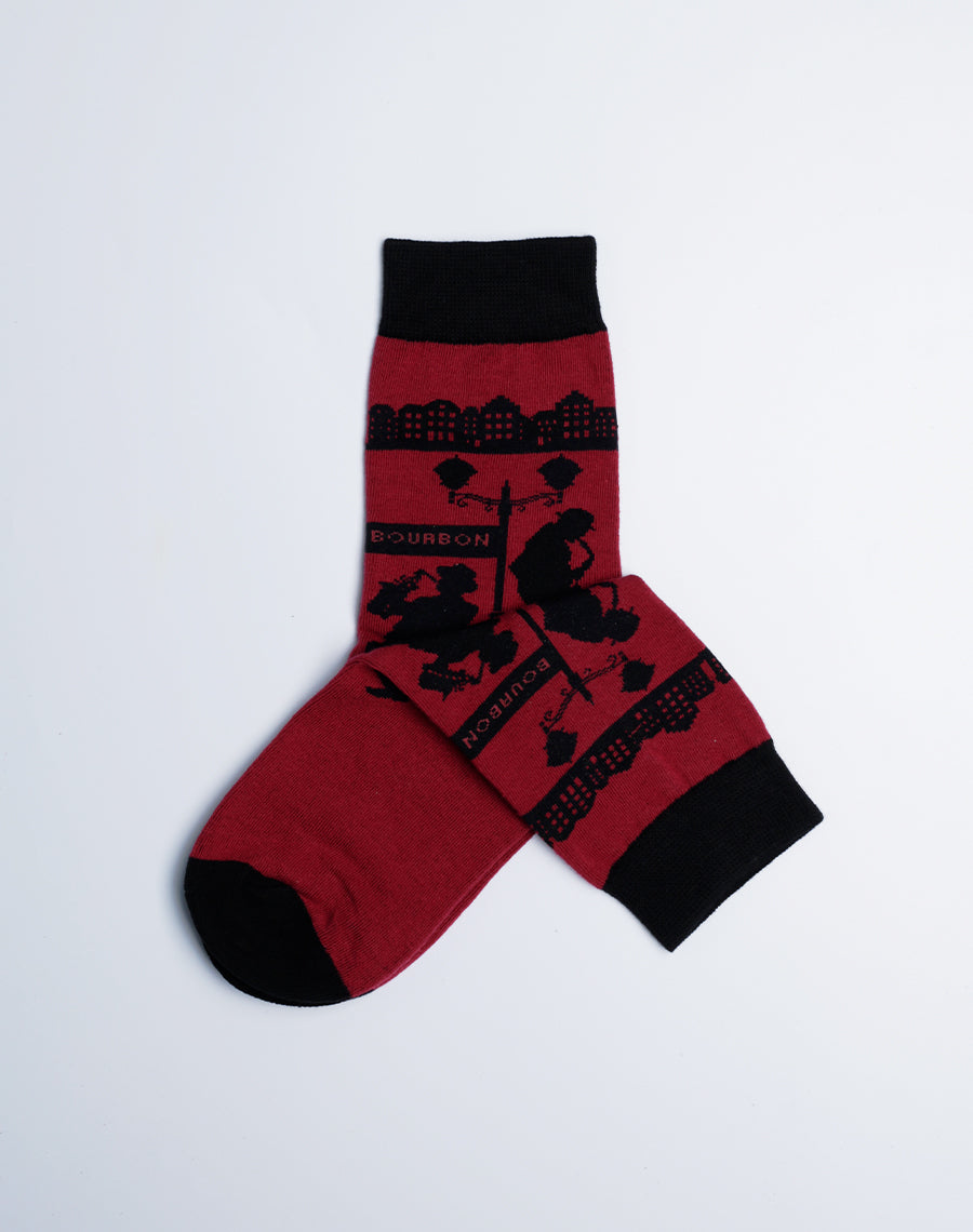 Kids Bourbon Street Jazz Crew Socks - cotton made maroon color socks