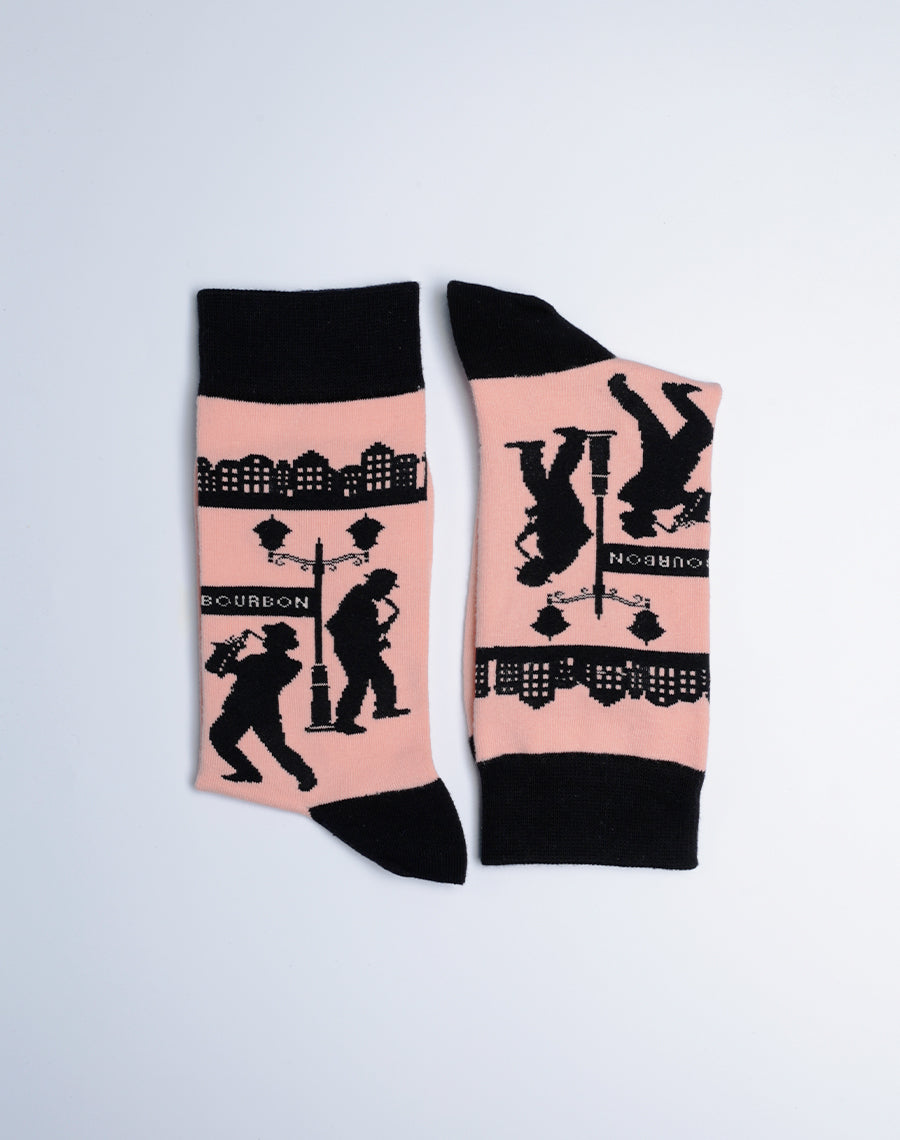 Cotton Made Jazz Musicians Printed Pink Color Socks
