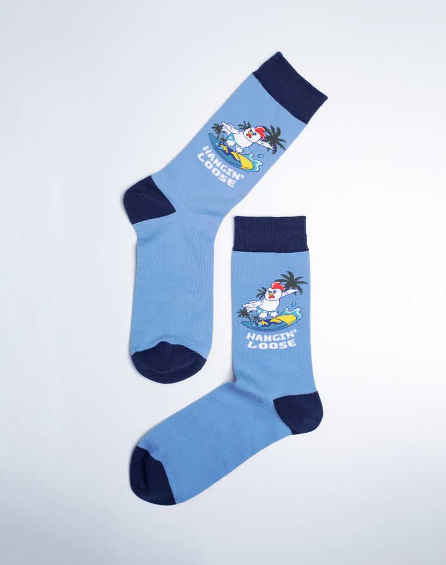 Premium Quality - Novelty Crew Socks for Men - Hangin Loose Funny Printed socks