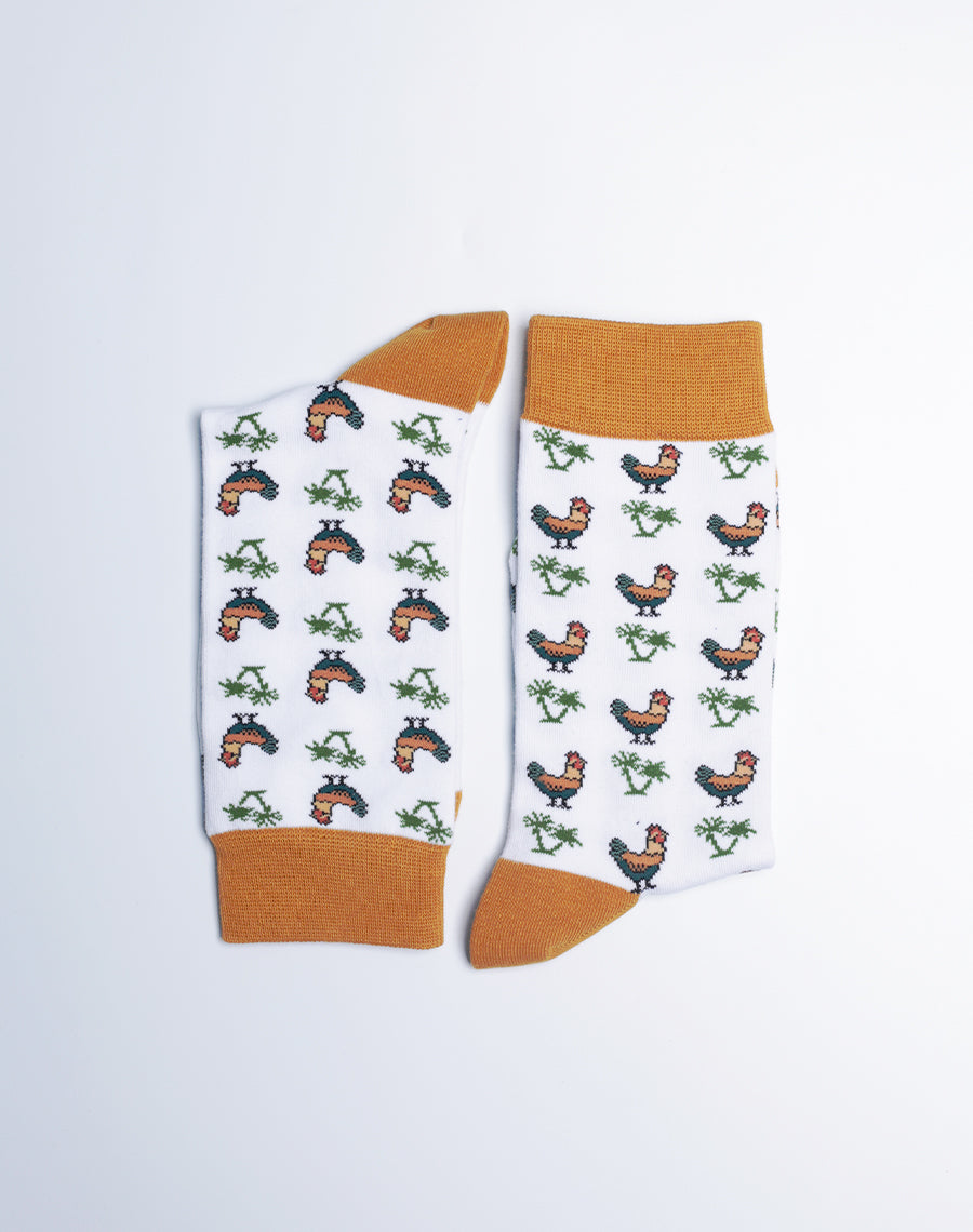 Tropical Palm Tree Printed White Color Socks for Women - Hawaiian Socks