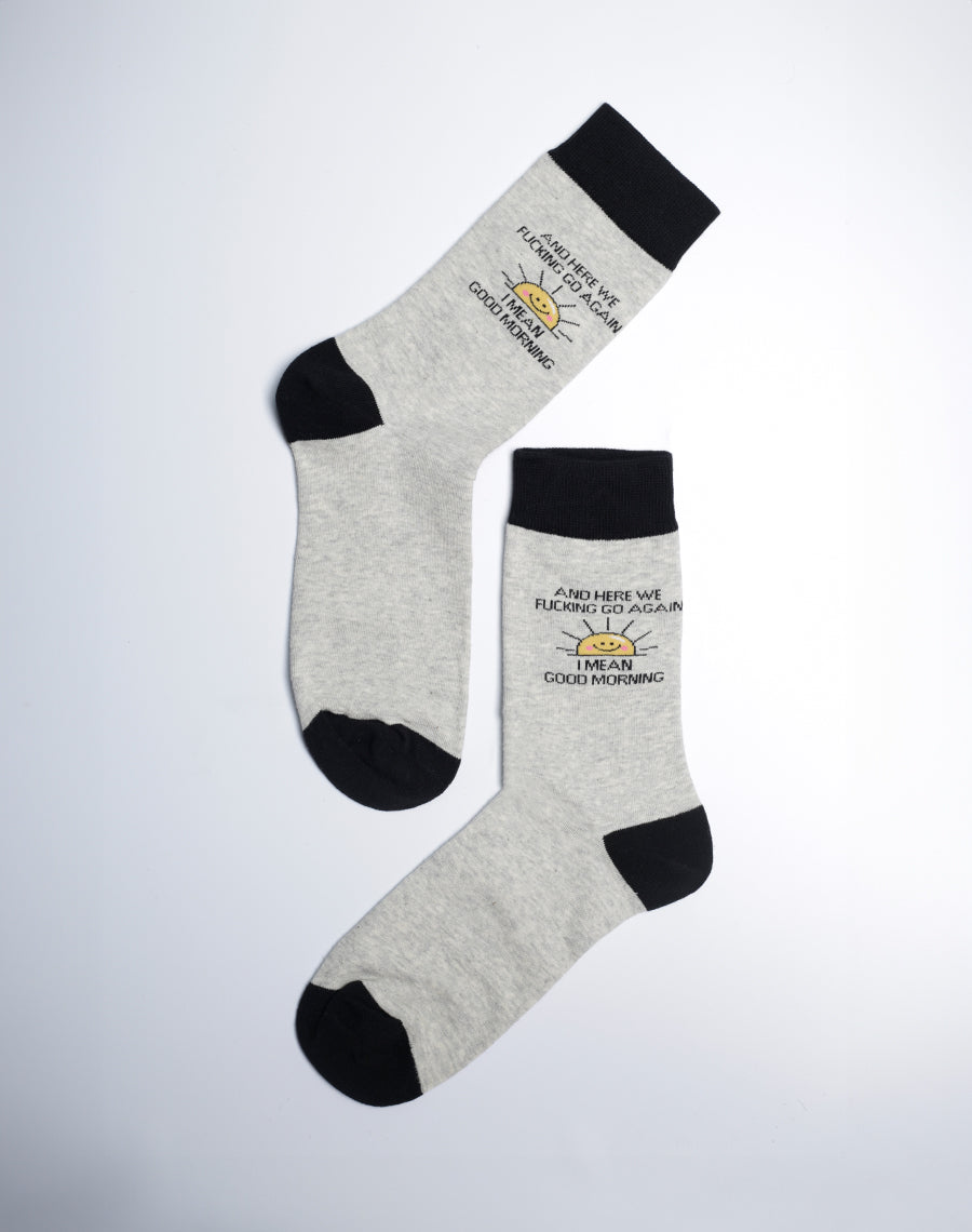 Funny Socks with Quotes for Women - Grey Color Cotton Made Socks