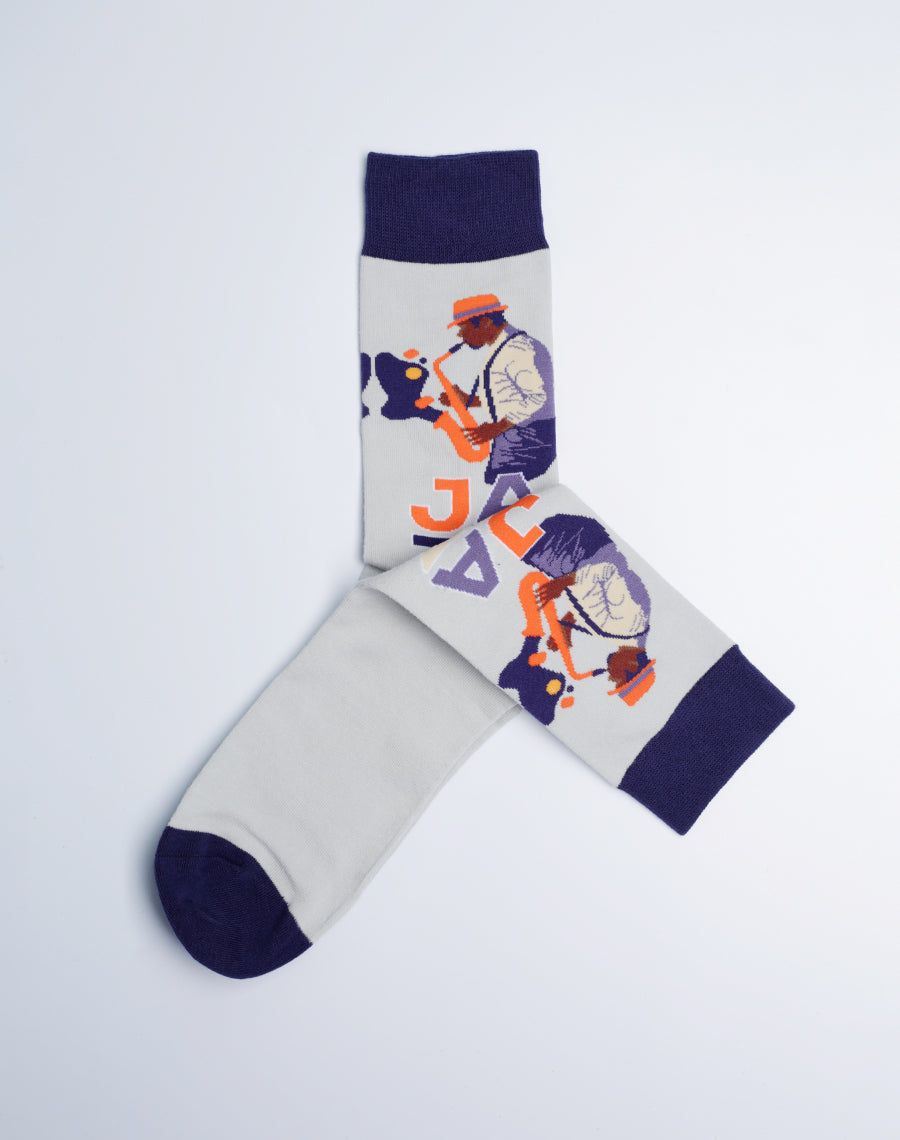 Men's Jazz Musician Crew Socks - New Orleans Music Theme Socks