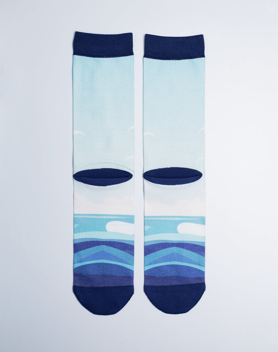 Blue Color Hawaii Printed Unisex Socks - Cotton Made