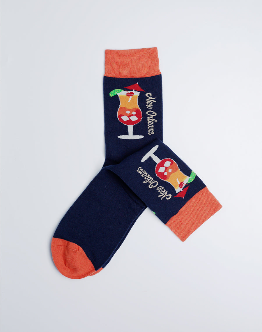 Women's Hurricane Party Crew Socks - Blue Orange color socks