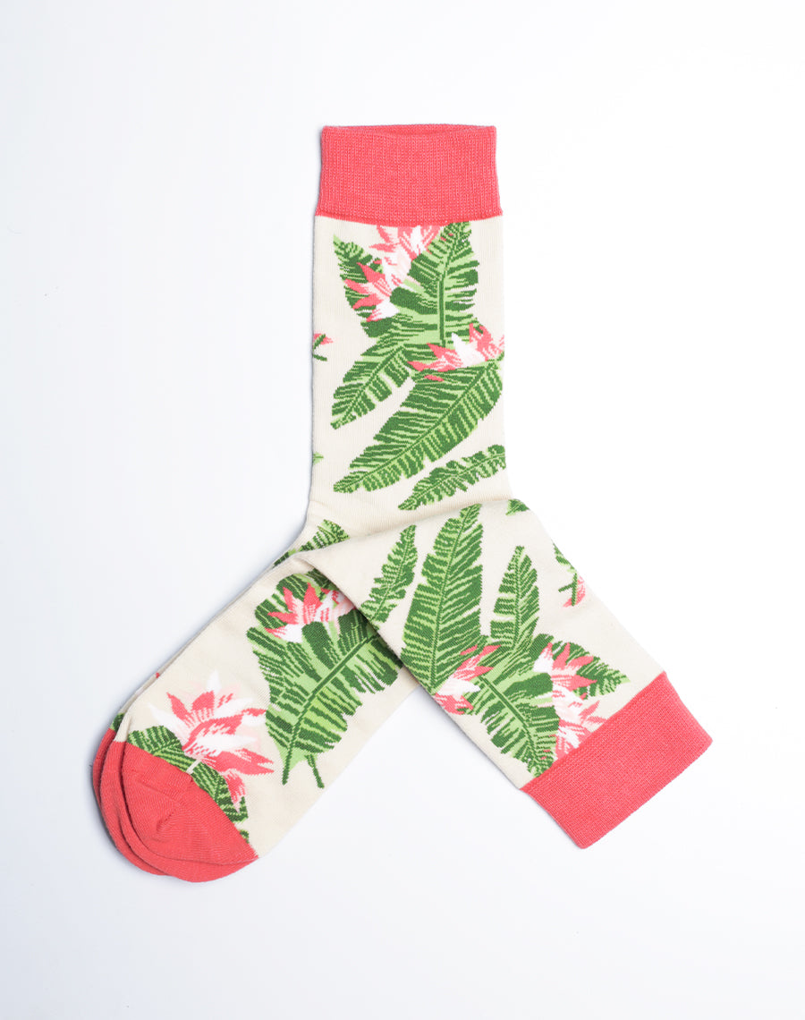 Women's Ginger Palm Breeze Tropical Crew Socks - Cotton Socks