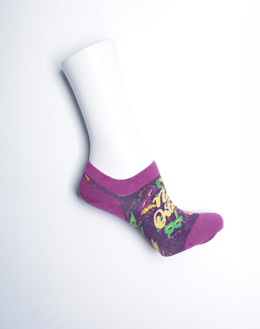 Cotton Made Ankle socks For Women - NOLA themed Purple Socks