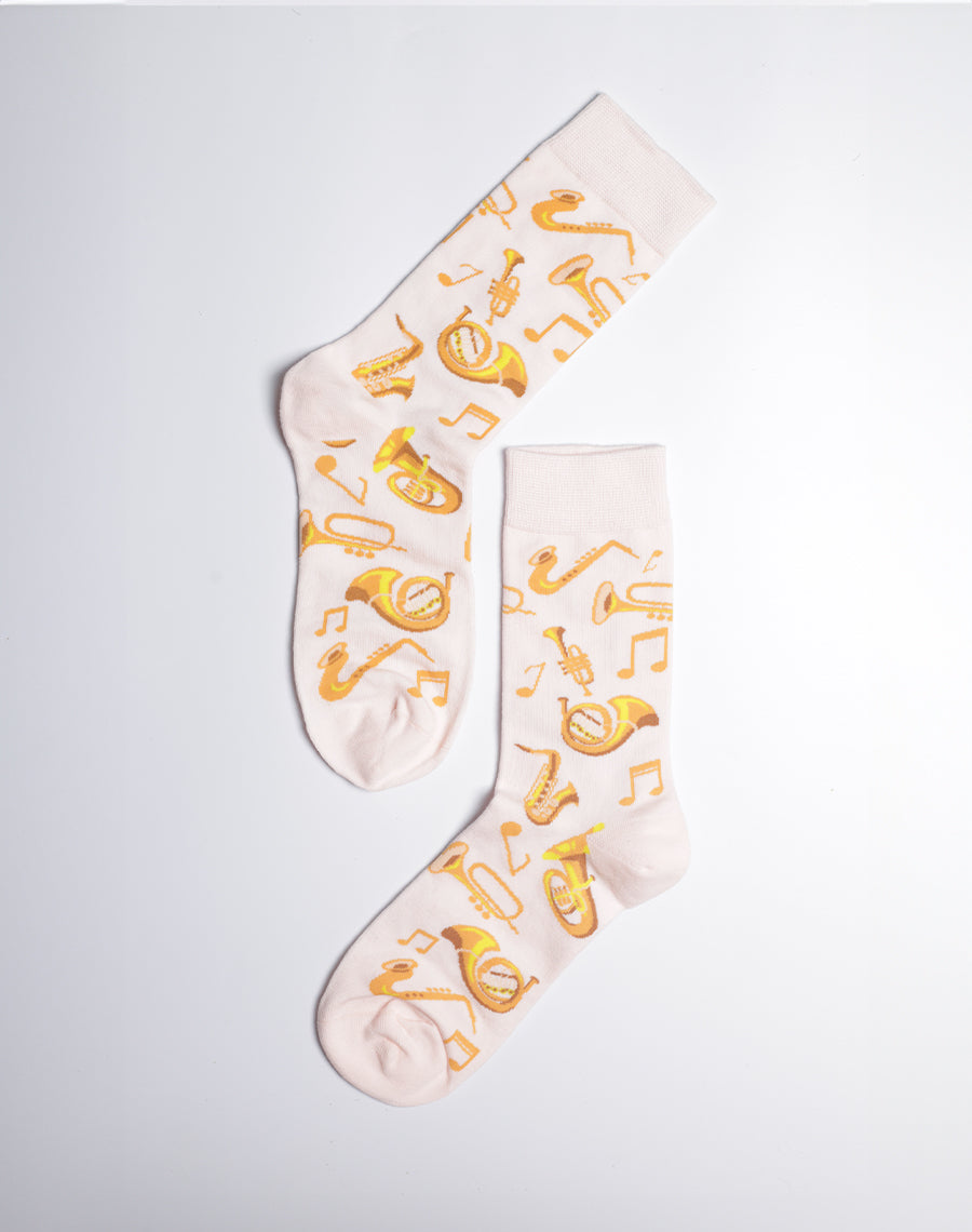 Women's Brass Instruments Jazz Music Crew Socks