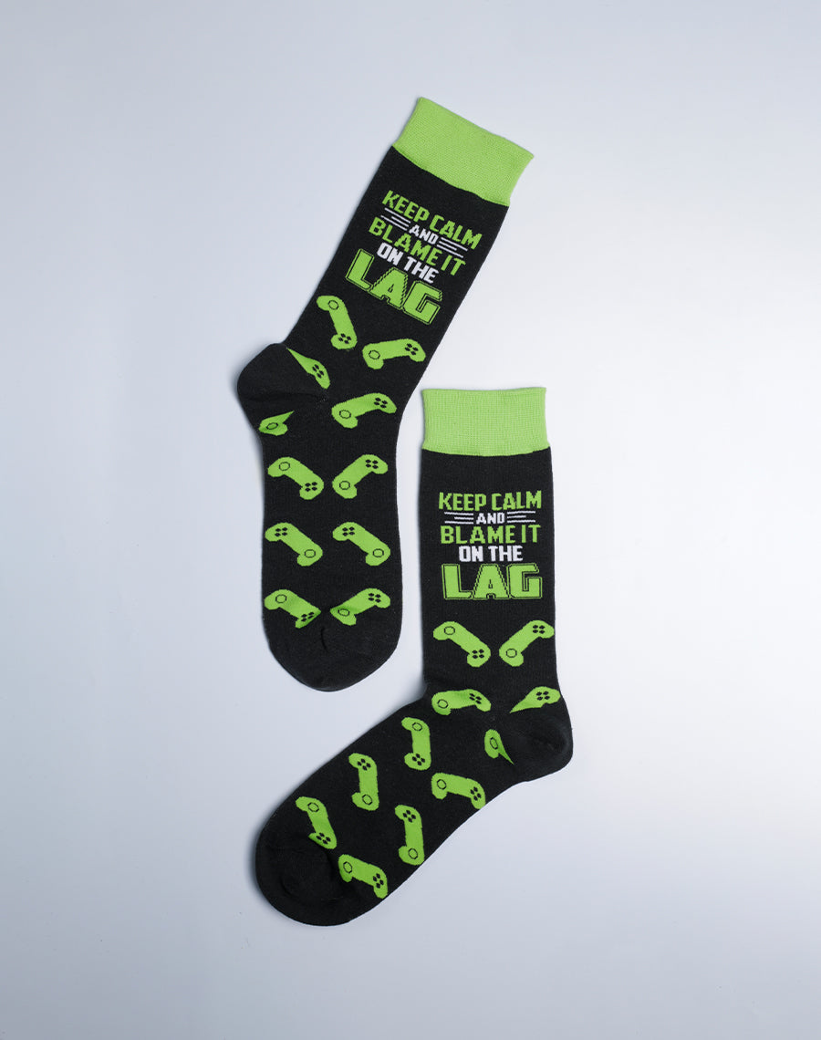 Socks for Gamers - Cotton made funny Keep it calm and blame it on the Lag printed Socks for Men