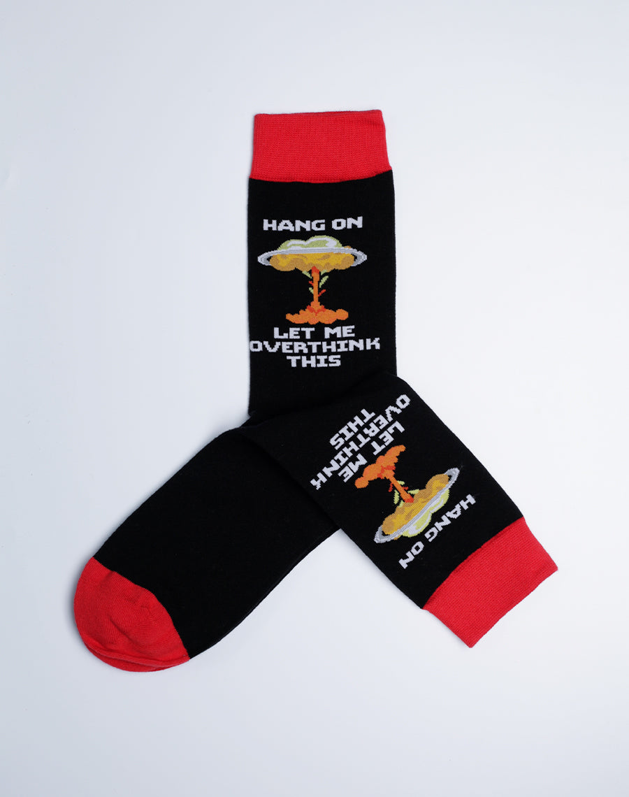 Men's Hang On Let Me Overthink This Funny Crew Socks
