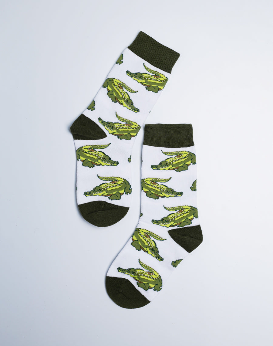 Kids Gator Gator Alligator Crew Socks - Silly Gator Printed Cotton Socks