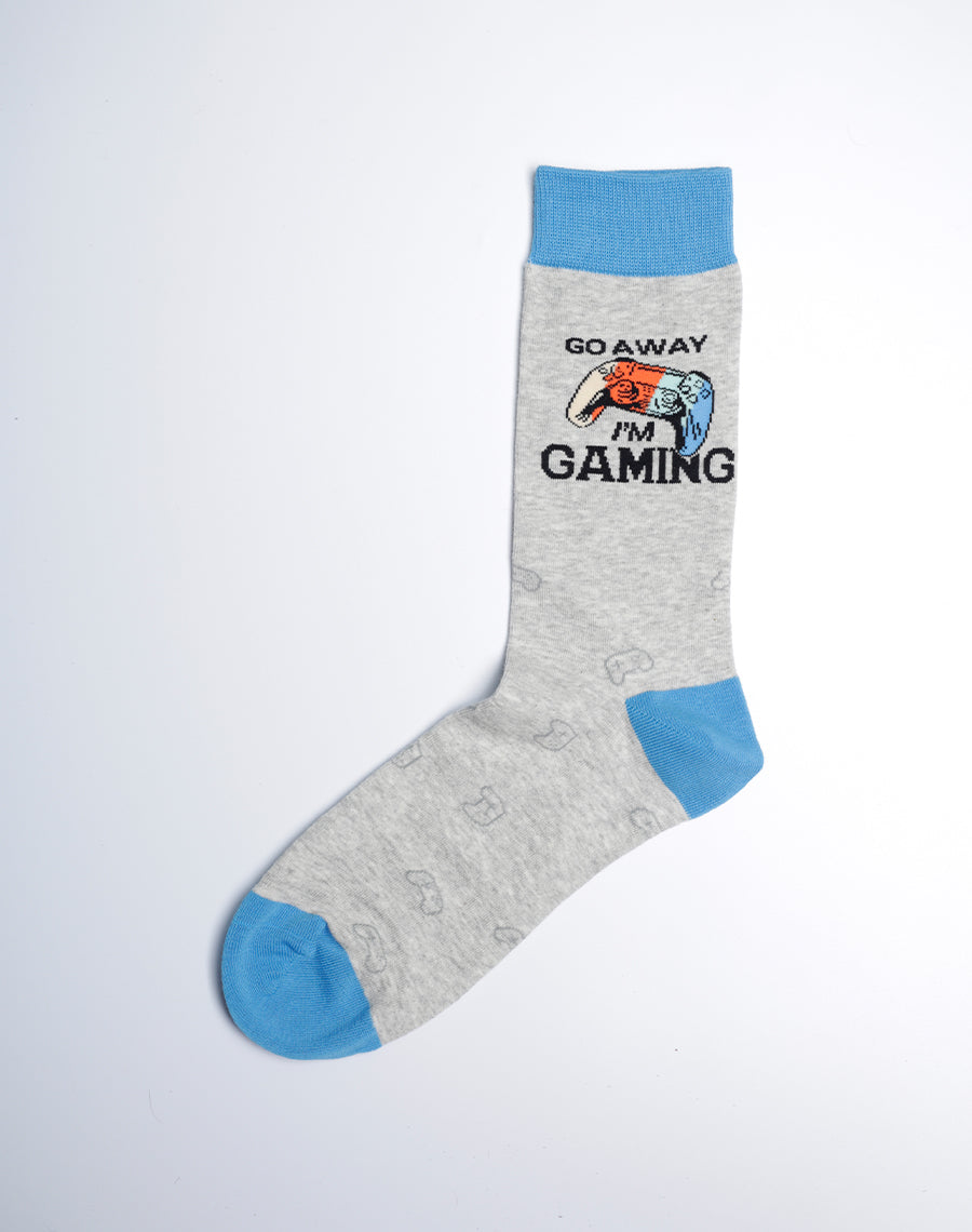 Light Grey Color Socks with Controller Printed - Funny Socks with Quotes for Men