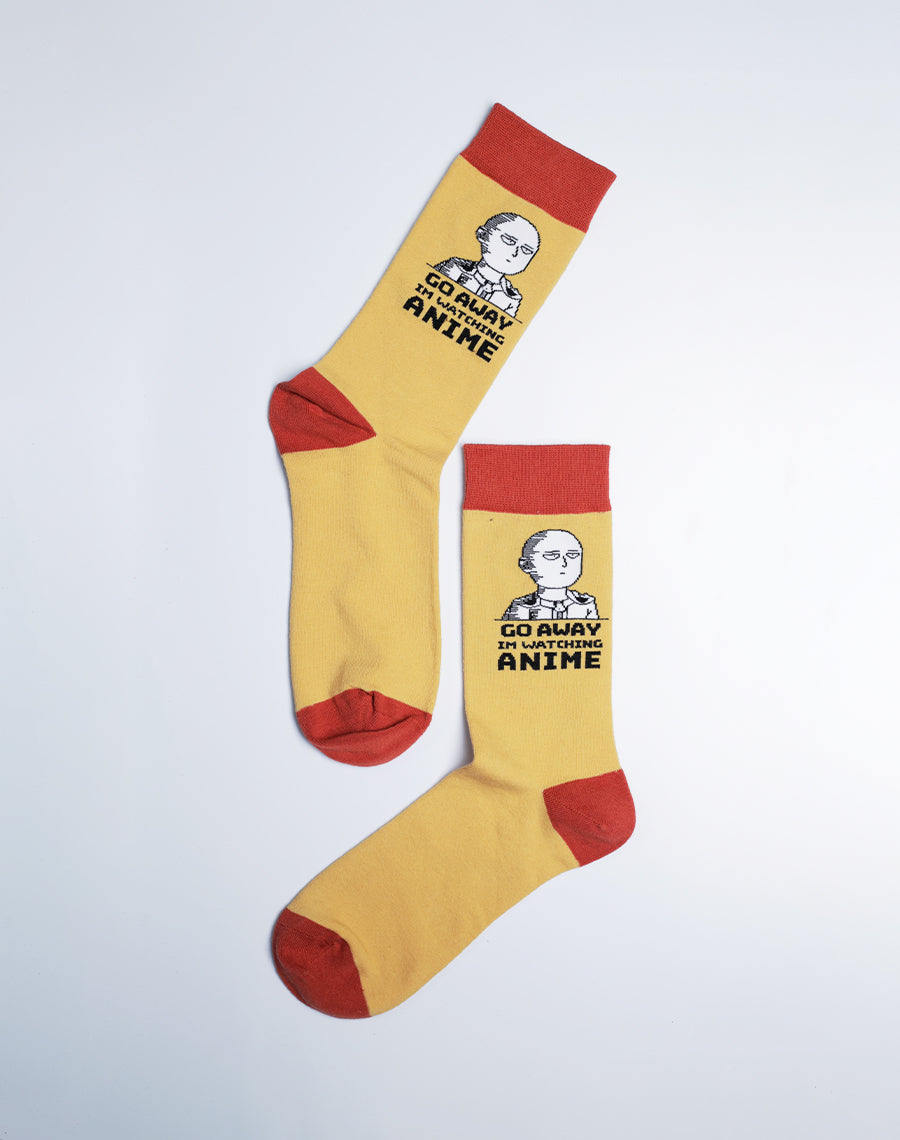 Yellow Red Anime Socks - Cotton made Printed Socks for Men