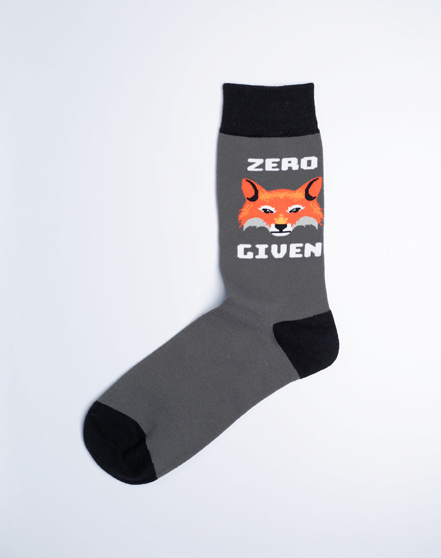 Grey Color Socks - Zero Fox Given Fox Printed Cotton Socks for Men