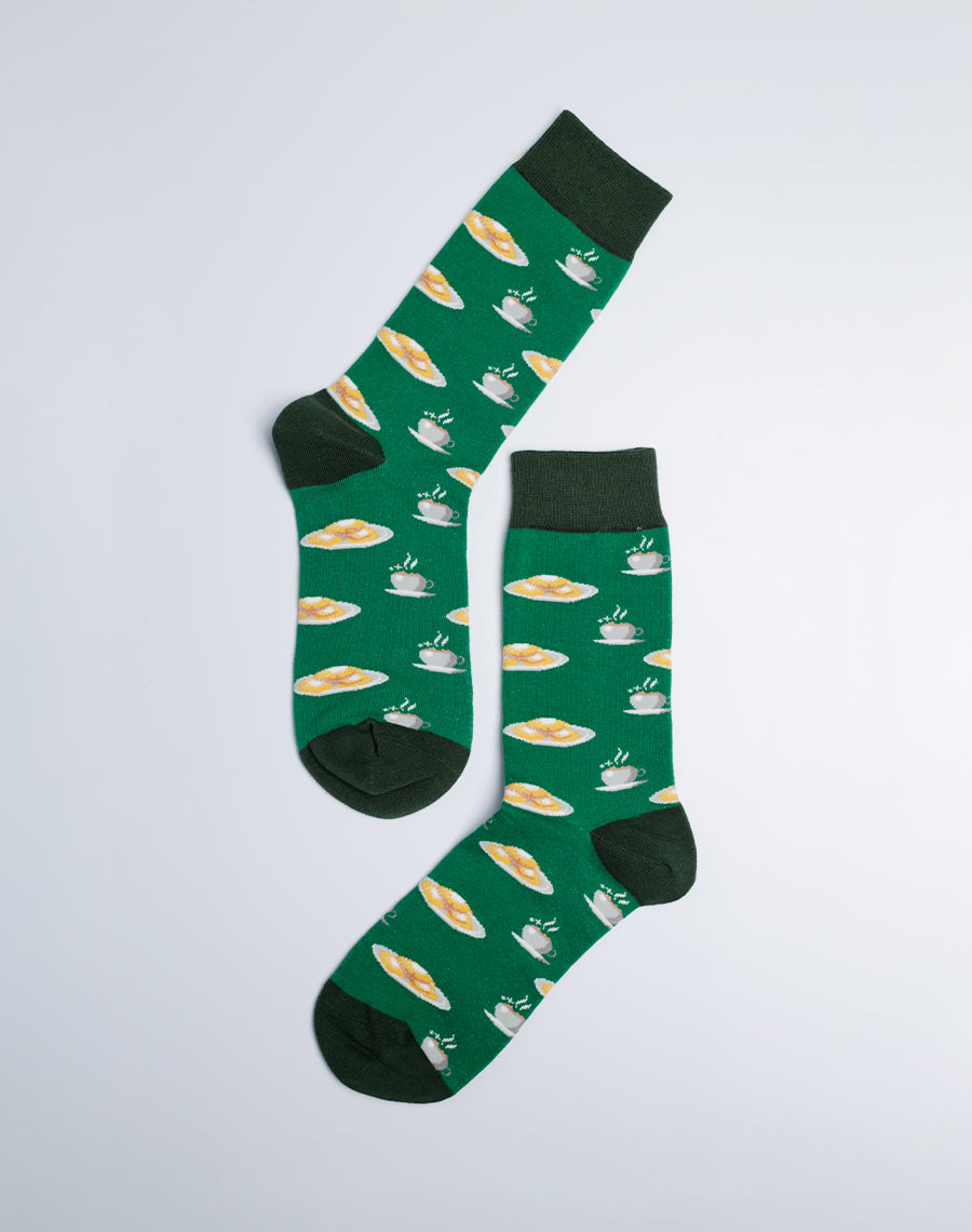 New Orleans Themed Green Color Crew Socks for Women