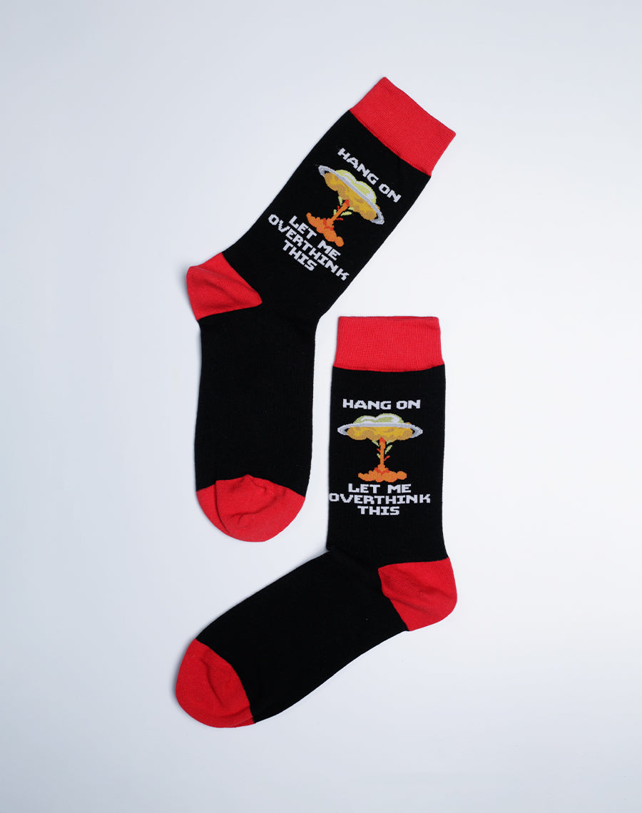 Let Me Overthink This Funny Cotton made Crew Socks for Men - Just Fun Socks
