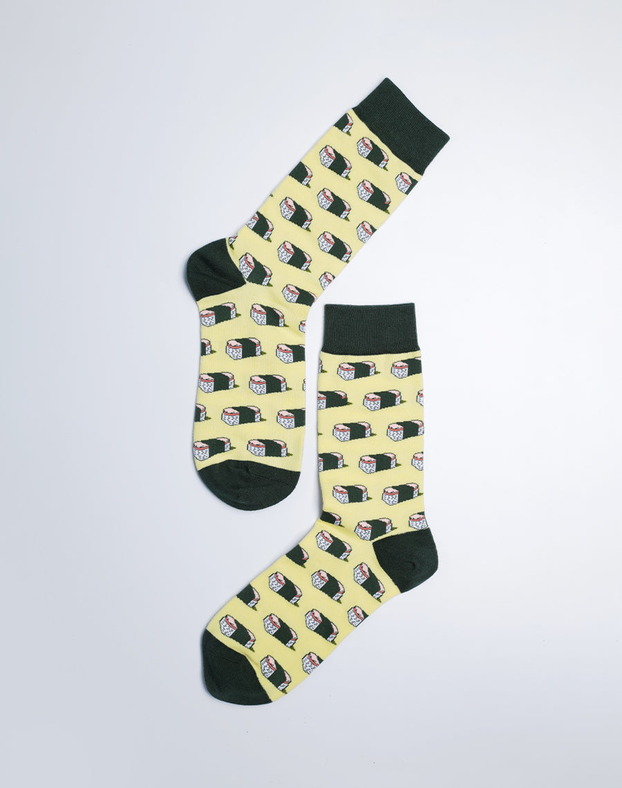 Food Printed Crew Socks for Women - Yellow Multicolor Socks