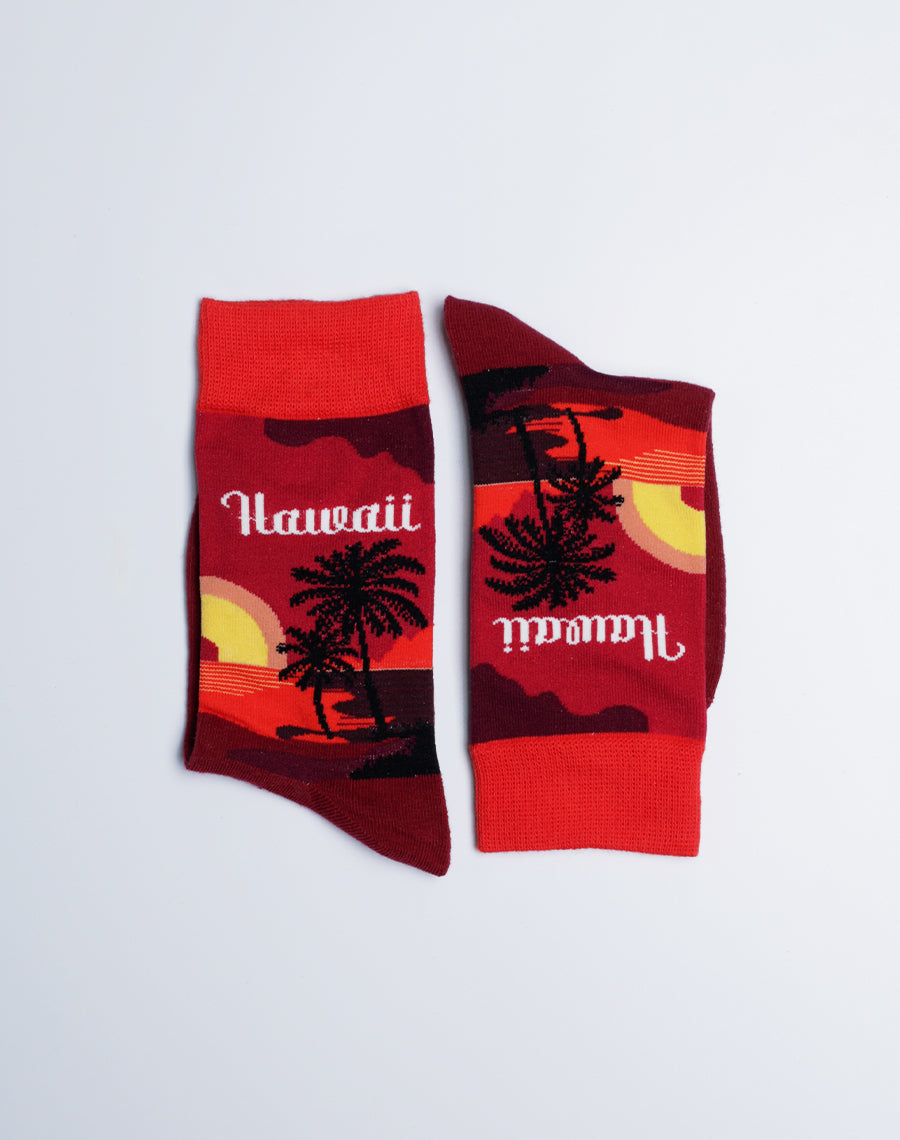 Hawaiian themed socks for Boys and Girls  - Red Burgundy Socks