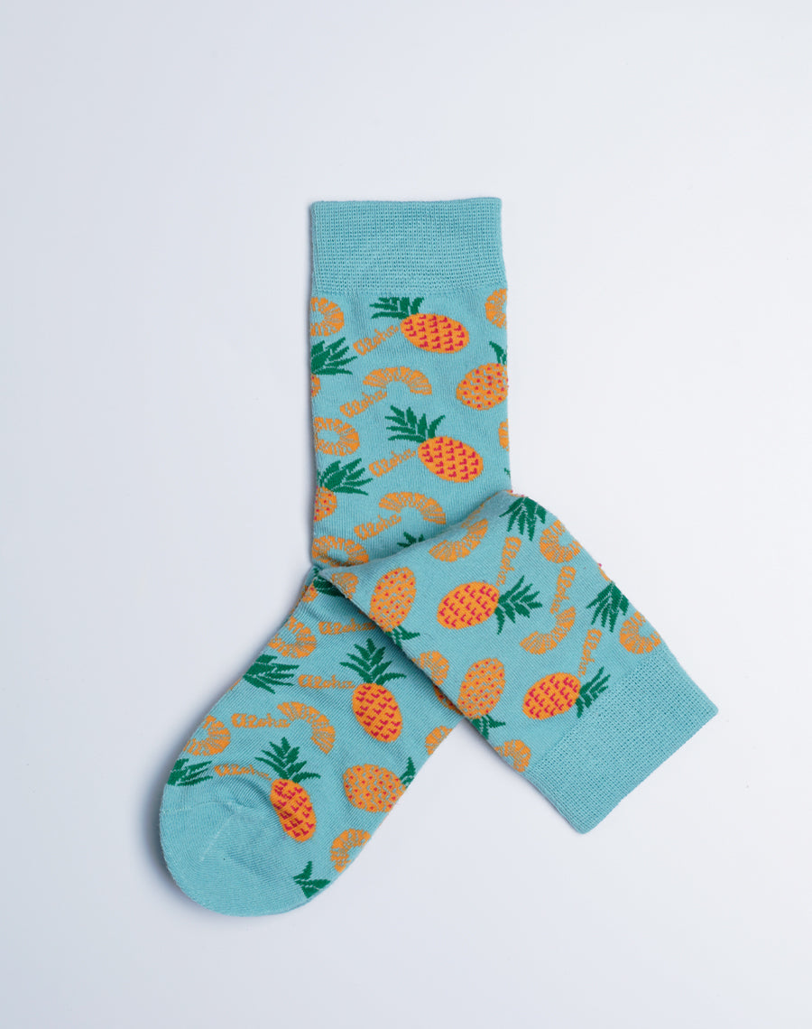 Buy Kids Aloha Pineapple Tropical Crew Socks - Blue Printed | Just Fun ...