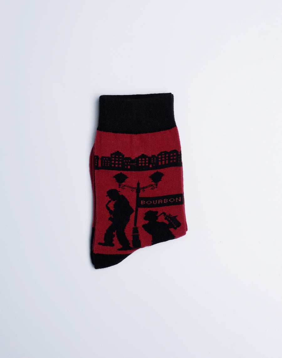 Bourbon Street Jazz Crew Socks for Kids - Buy Funny Burgundy Color Socks from Just Fun Socks