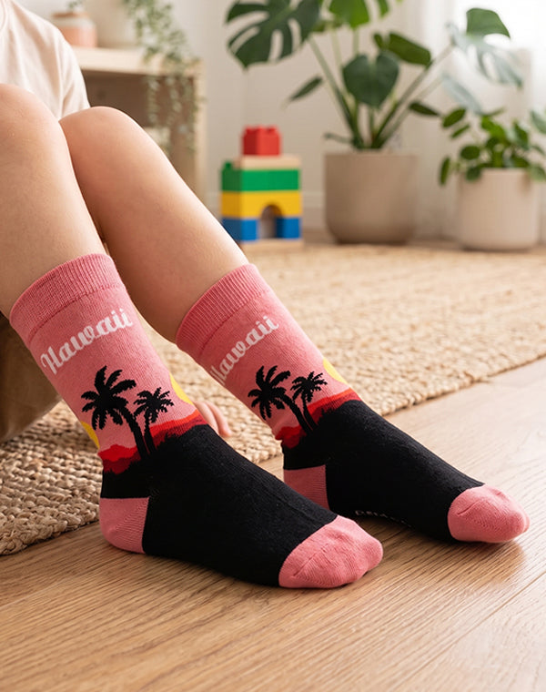 Kids Hawaii Palm Tropical Crew Socks