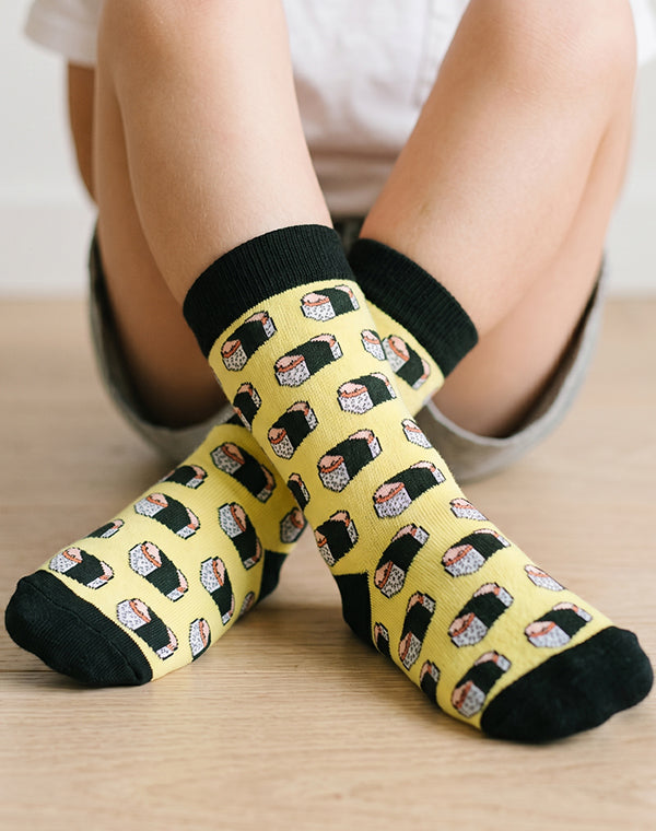 Kids Spam Musubi Hawaiian Crew Socks