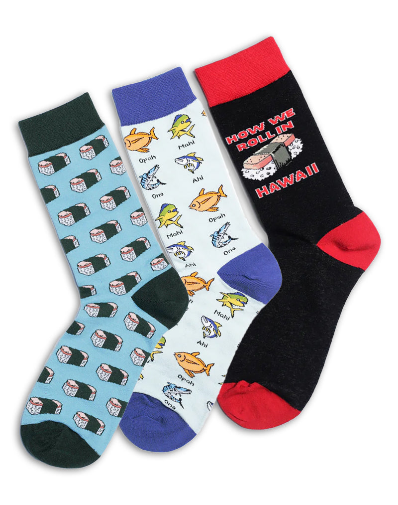 Men's Hawaiian Food Crew Socks | 3-Pair Bundle