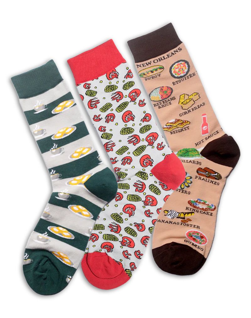 Men's New Orleans Food Crew Socks | 3-Pair Bundle