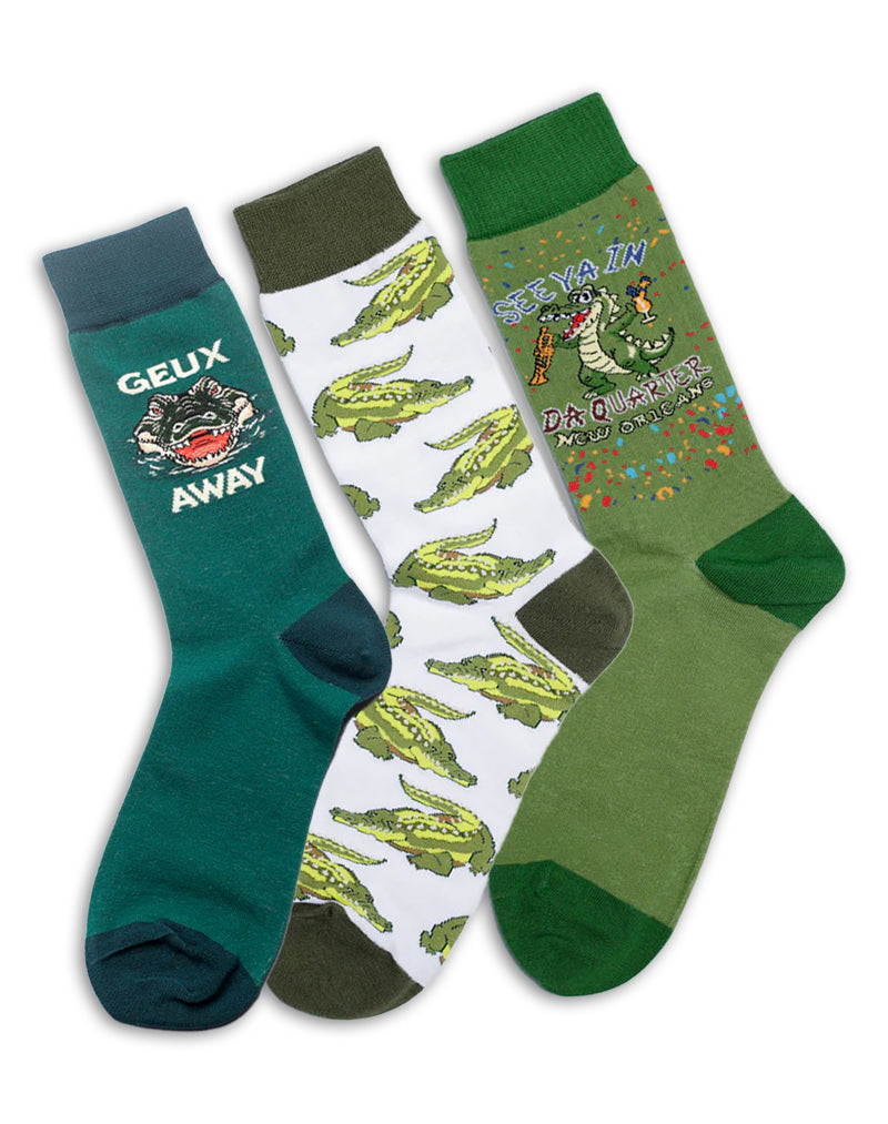 Men's New Orleans Gator Crew Socks | 3-Pair Bundle