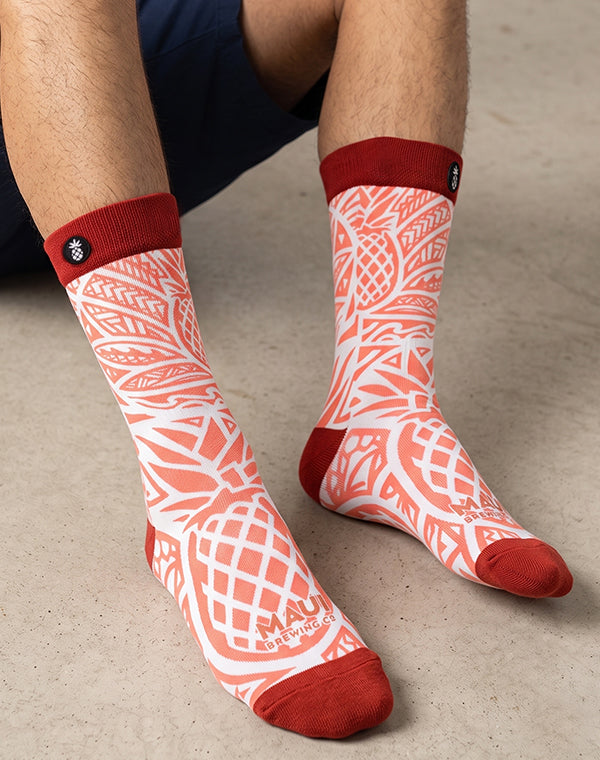 Maui Brewing Co. Pineapple Mana Wheat Printed Crew Socks