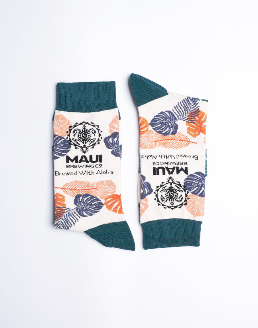 Buy Maui Brewing Company Socks for men - Brewed With Aloha Floral Crew Socks - Cotton made - Floral Printed