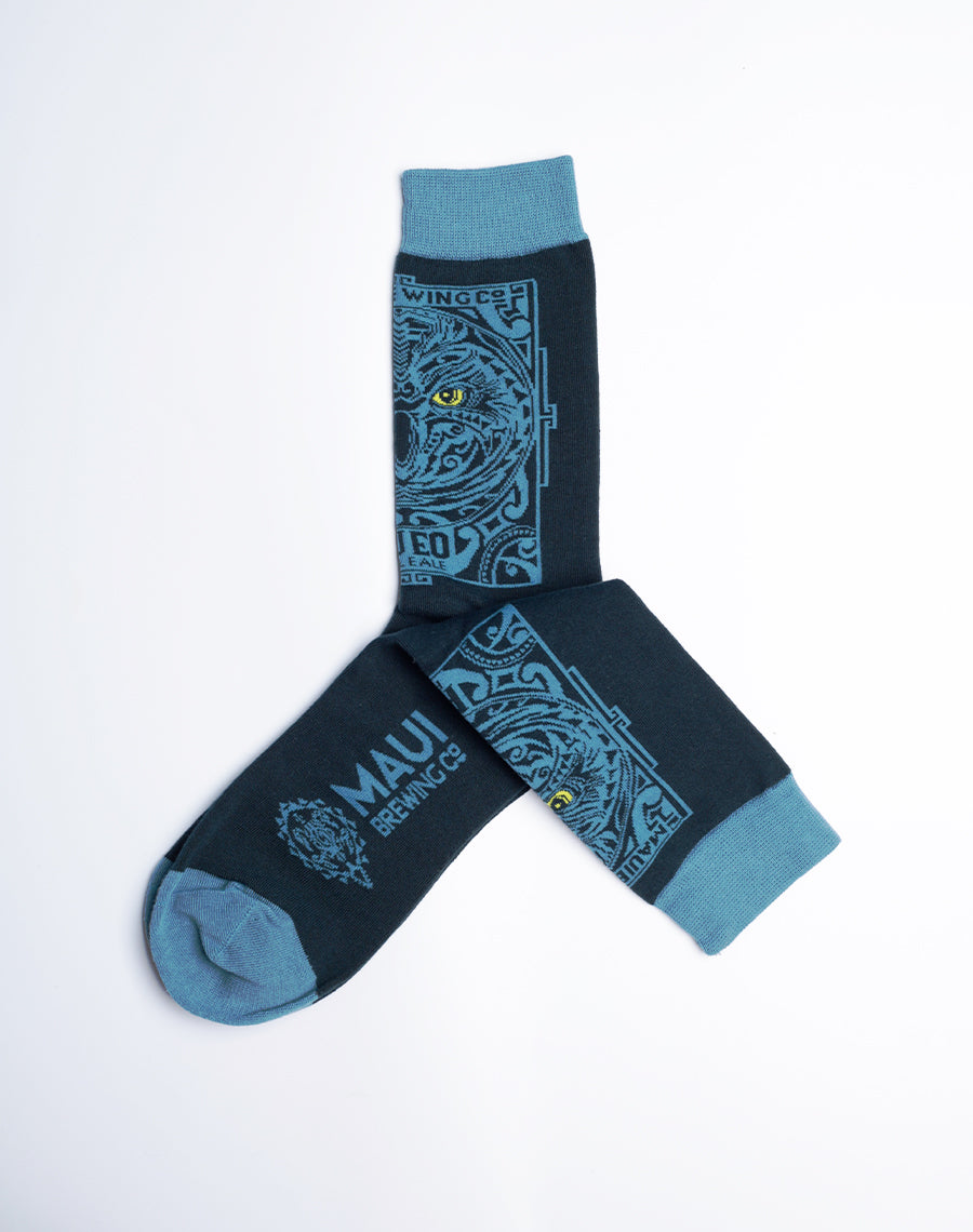 Maui Brewing Company Theme Hawaiian Socks for Men - Navy Blue